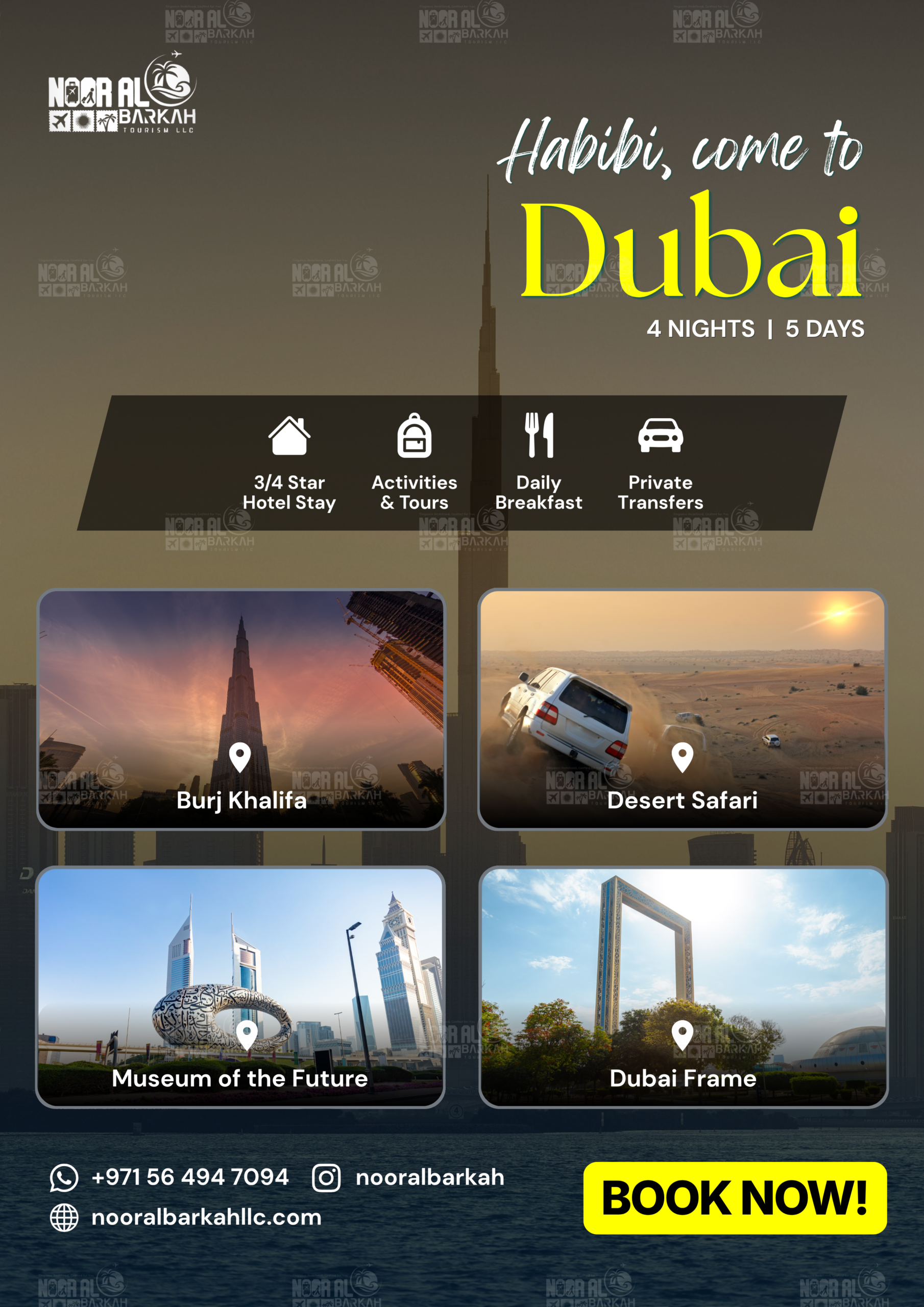 Promotional Flyer for a Dubai Tour Package